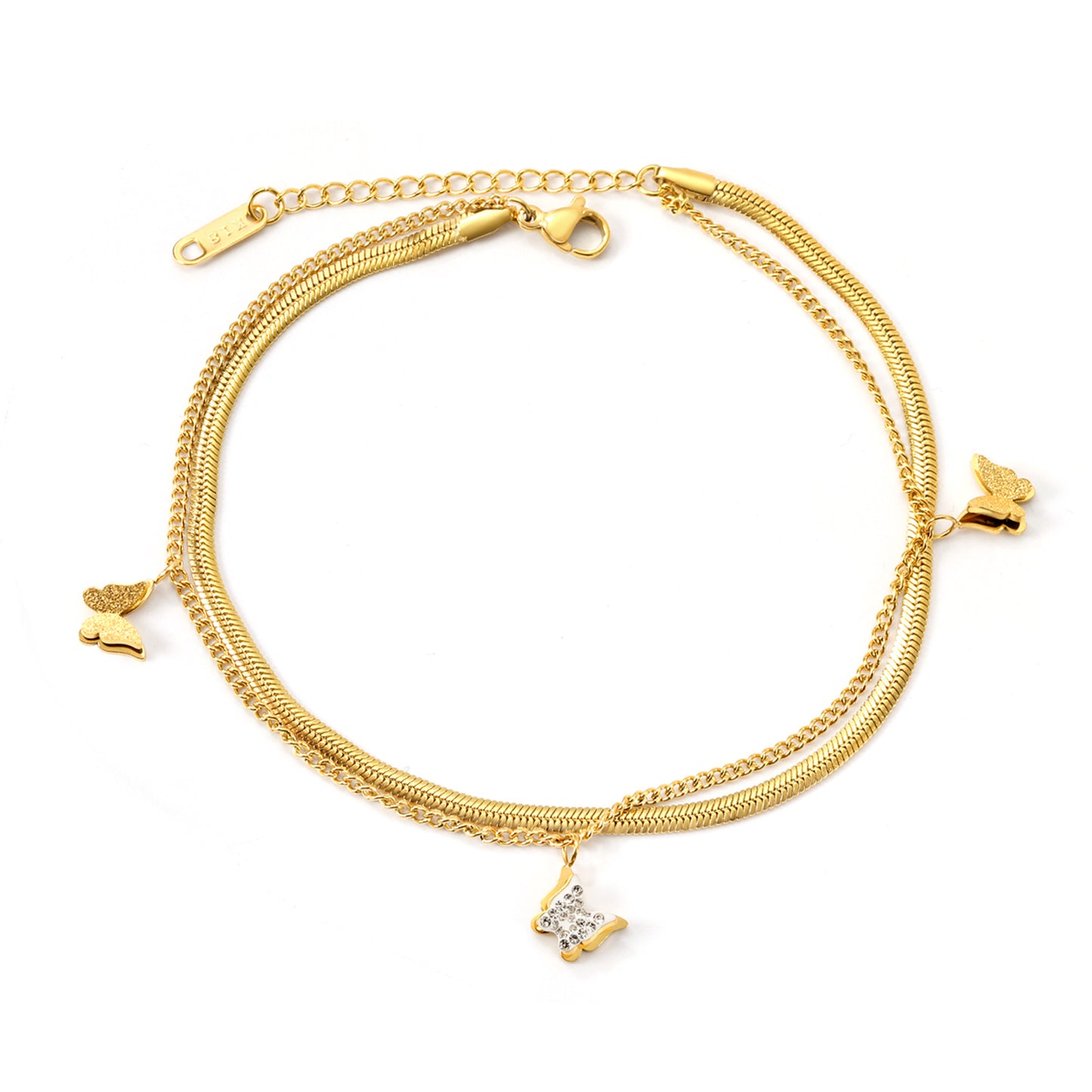 Gold & Diamond Butterfly Anklet