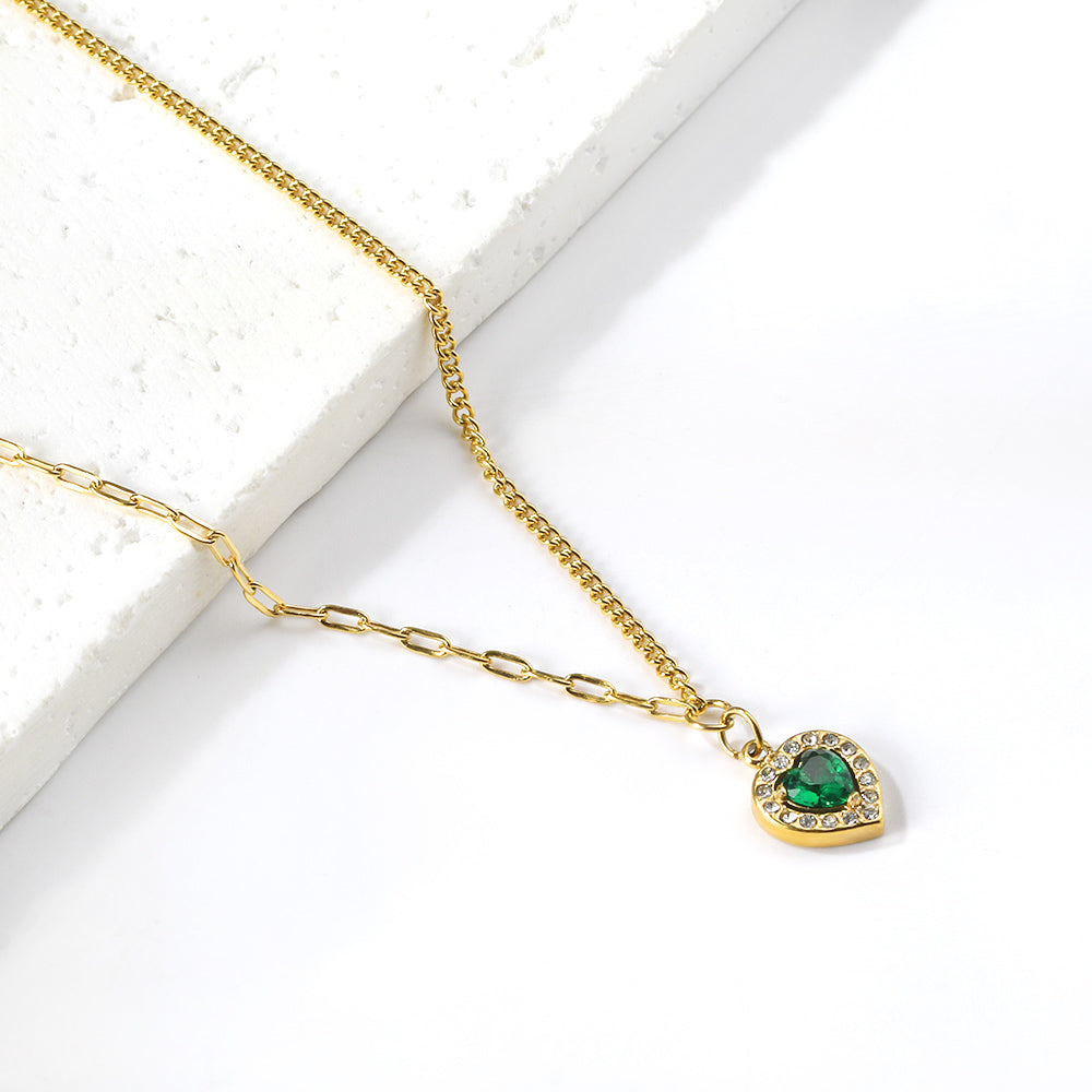 May Green Heart Necklace