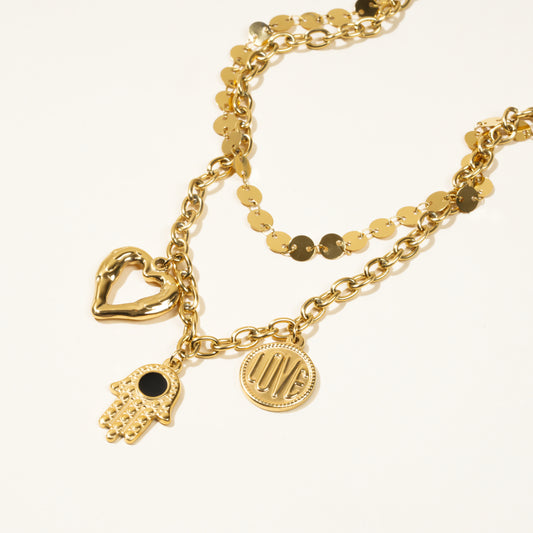 Ruby Plam Gold Necklace
