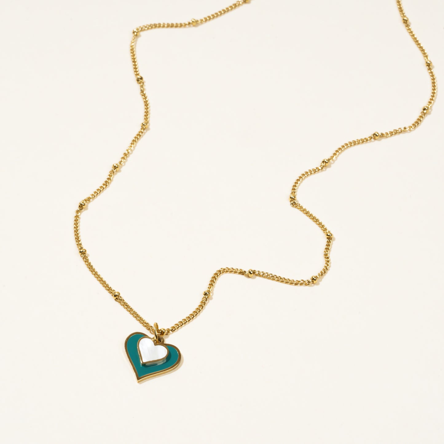 Blue & White Double Heart Necklace