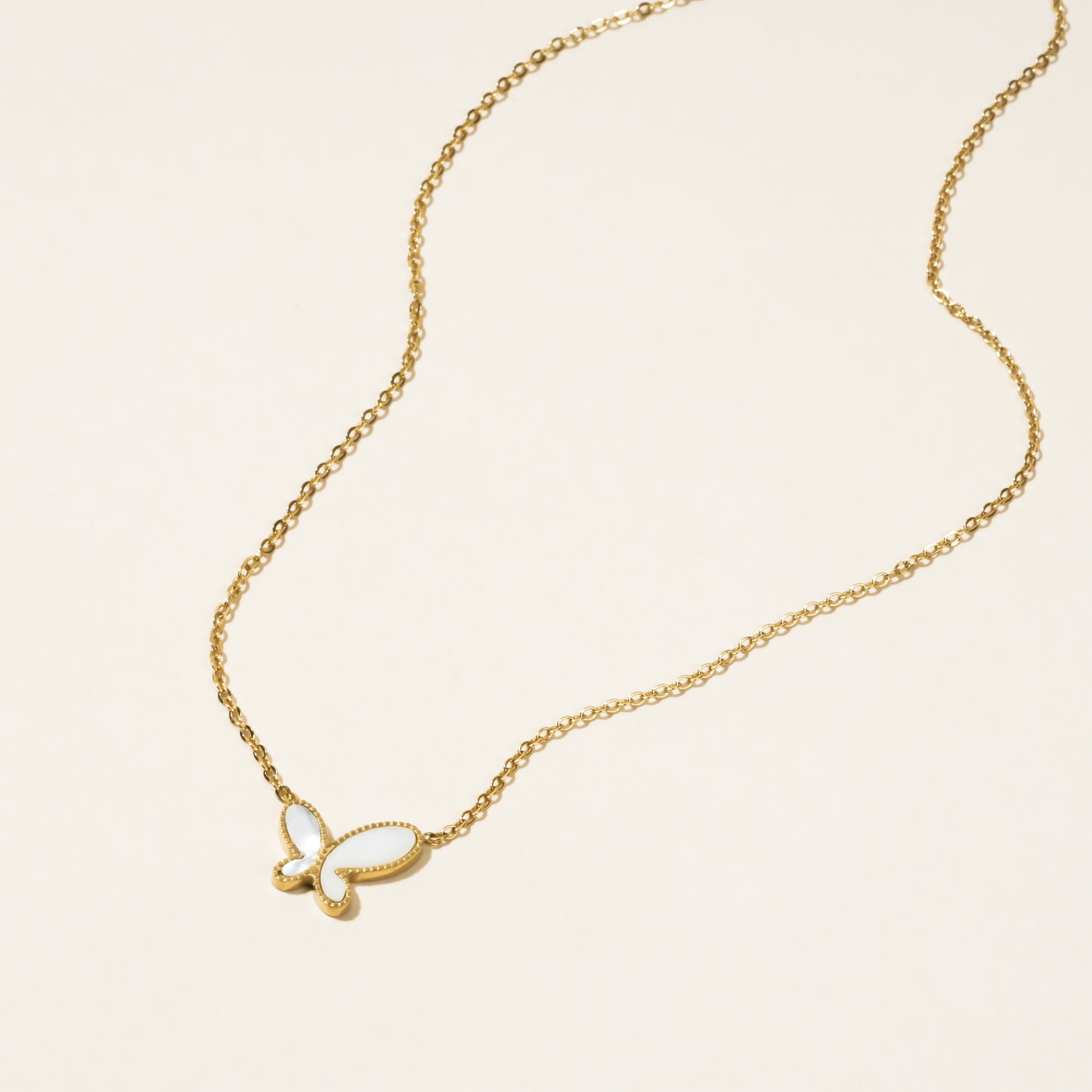 Hadley White Enamel Butterfly Necklace