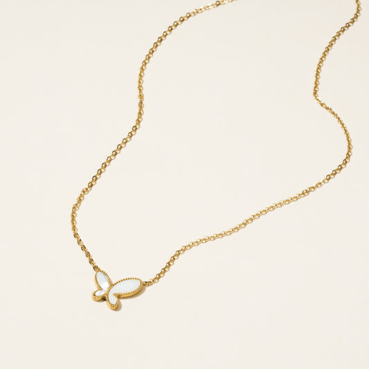 Hadley White Enamel Butterfly Necklace