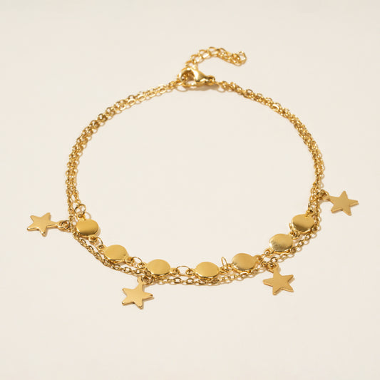 Multi Gold Star Anklet