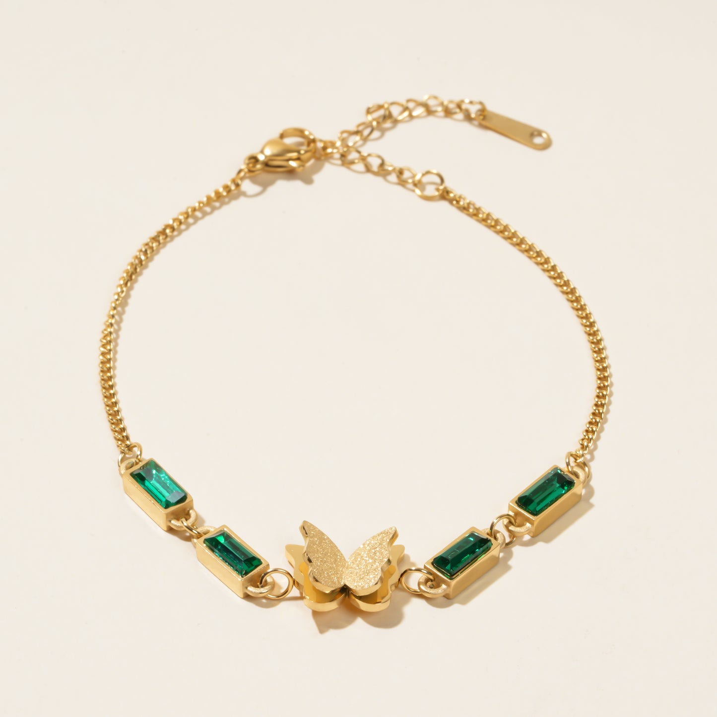 Green Diamond Butterfly Bracelet