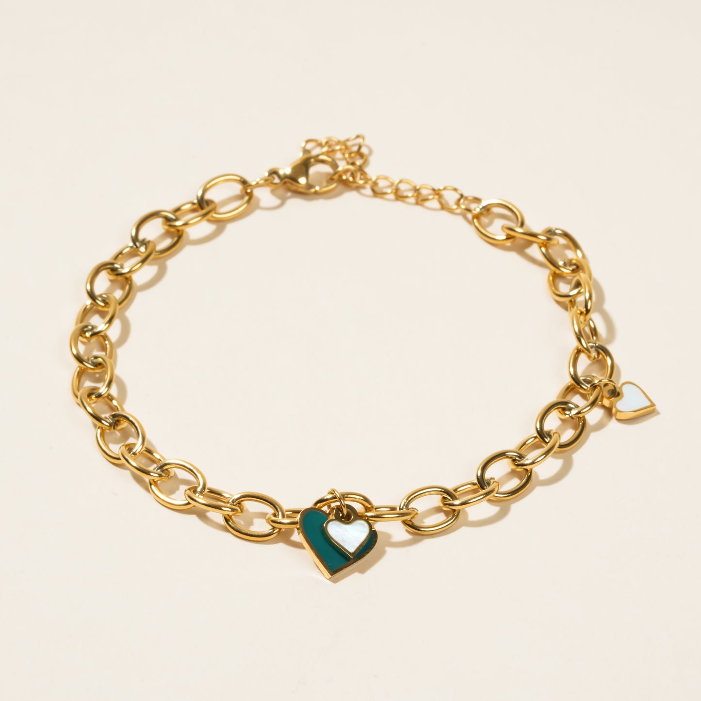 Blue & White Double Heart Bracelet