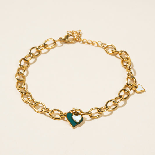 Blue & White Double Heart Bracelet