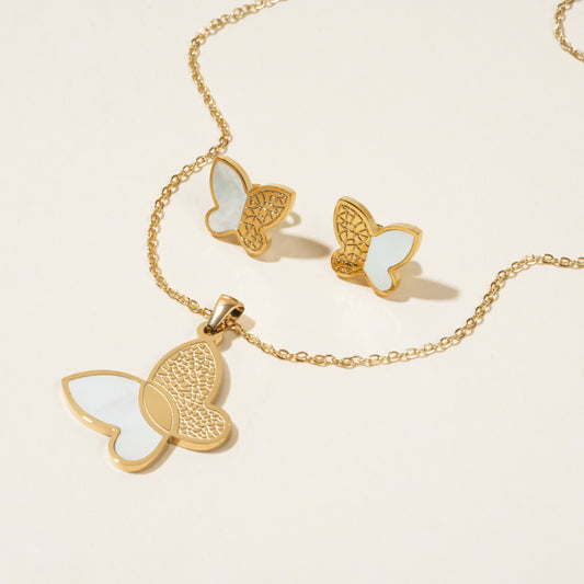 White & Gold Butterfly Set
