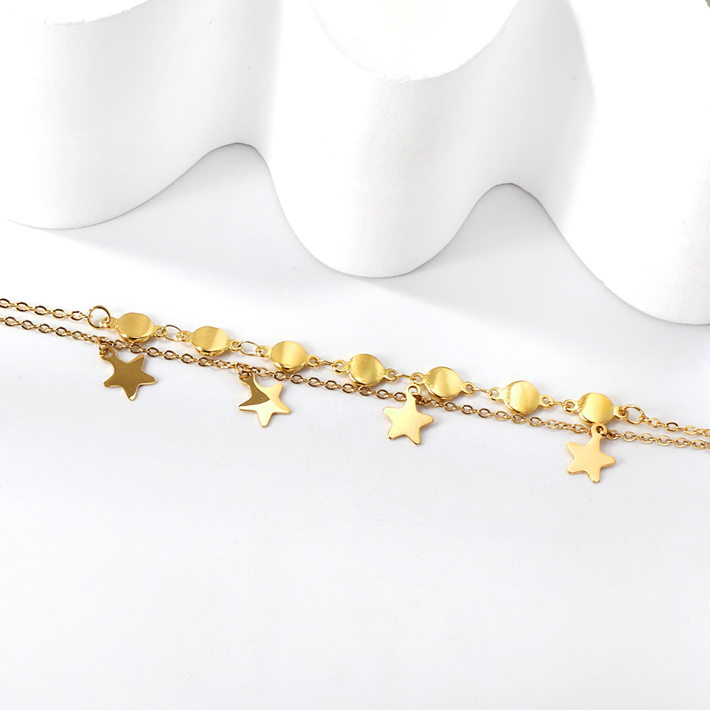 Multi Gold Star Anklet