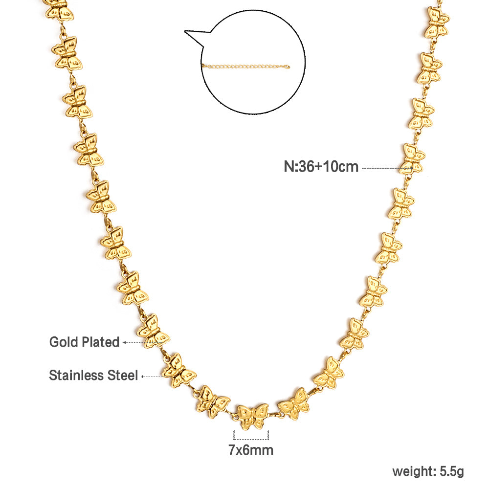 Multi Butterfly Gold Necklace