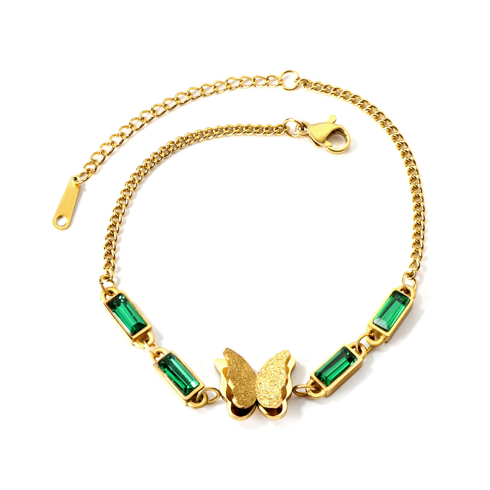 Green Diamond Butterfly Bracelet