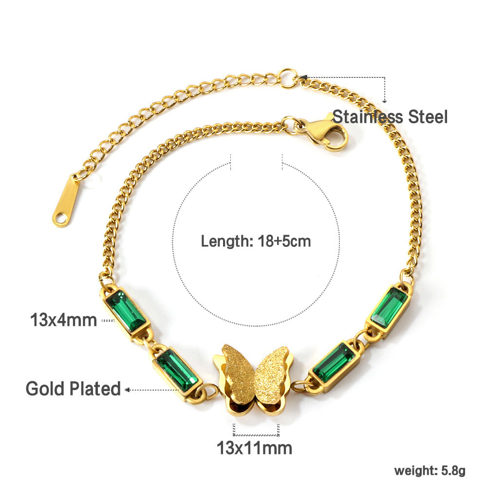 Green Diamond Butterfly Bracelet