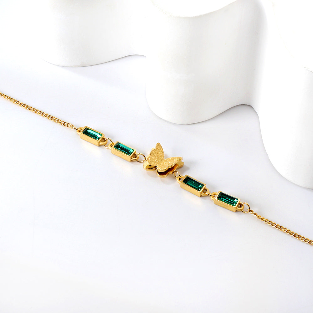 Green Diamond Butterfly Bracelet