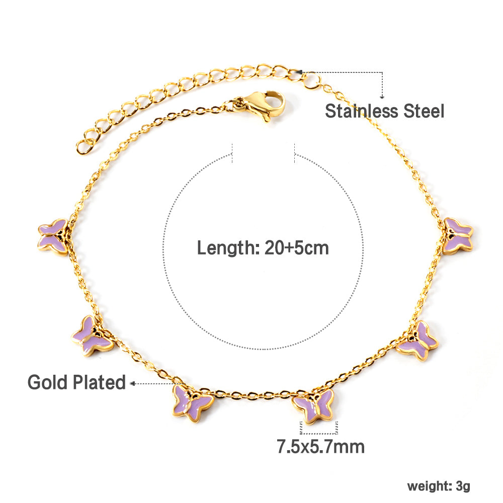 Purple Butterfly Anklet