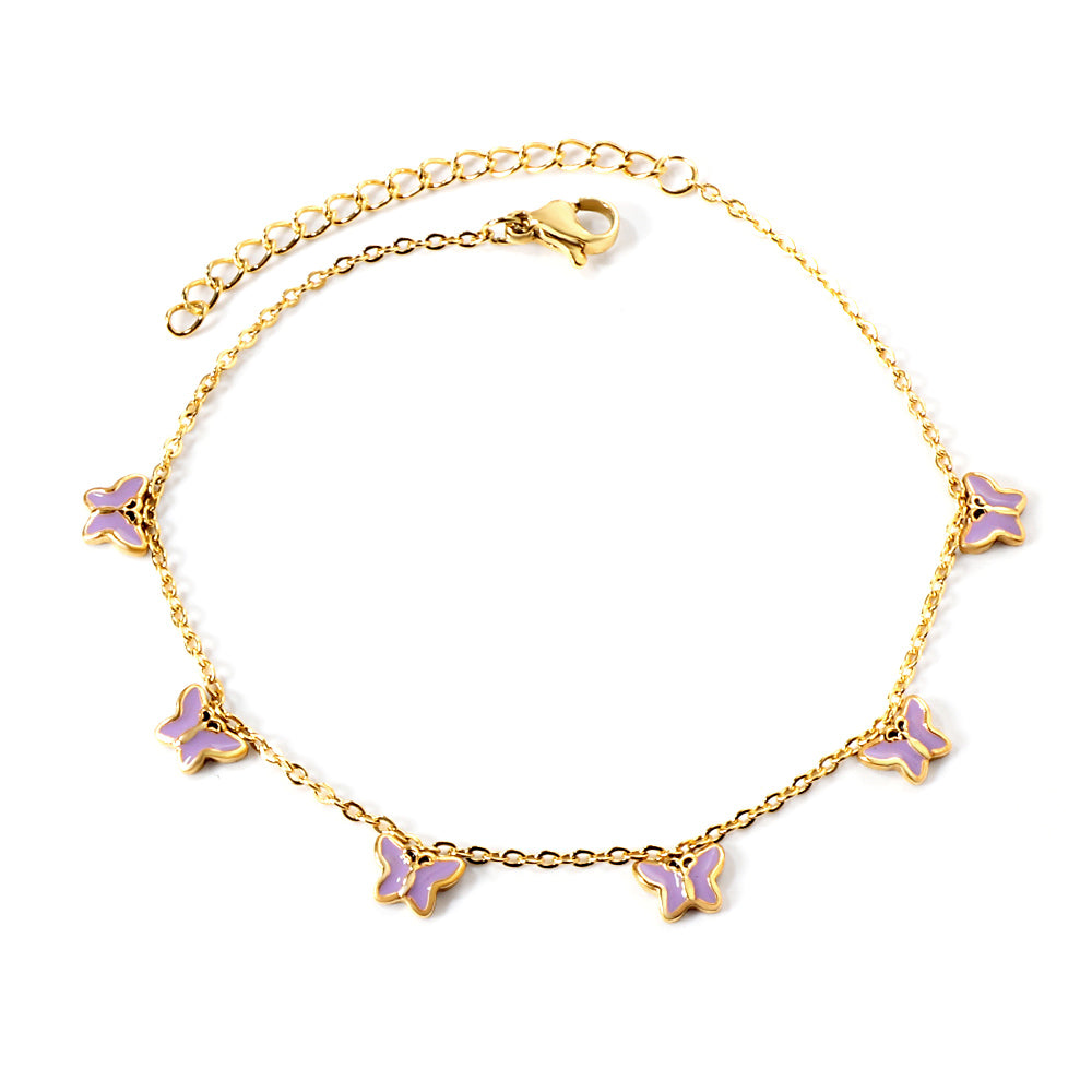 Purple Butterfly Anklet
