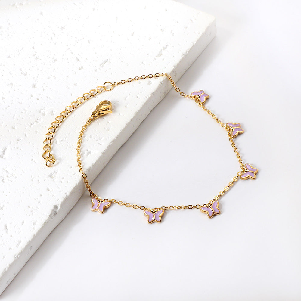 Purple Butterfly Anklet