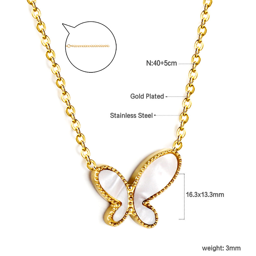 Hadley White Enamel Butterfly Necklace