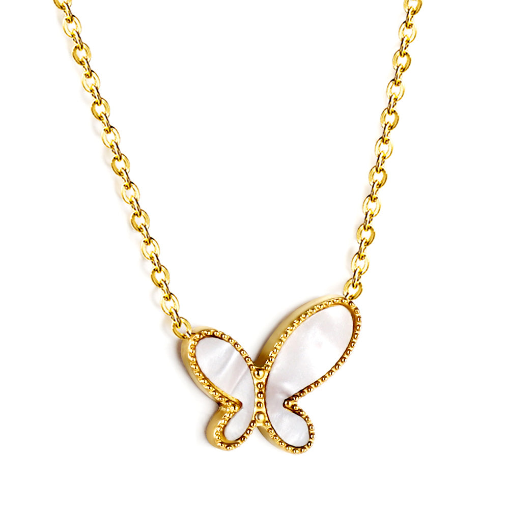 Hadley White Enamel Butterfly Necklace