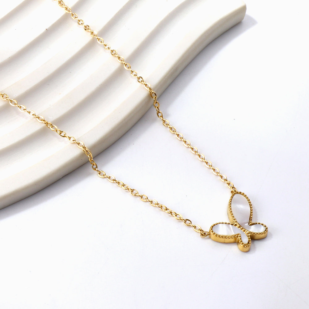 Hadley White Enamel Butterfly Necklace