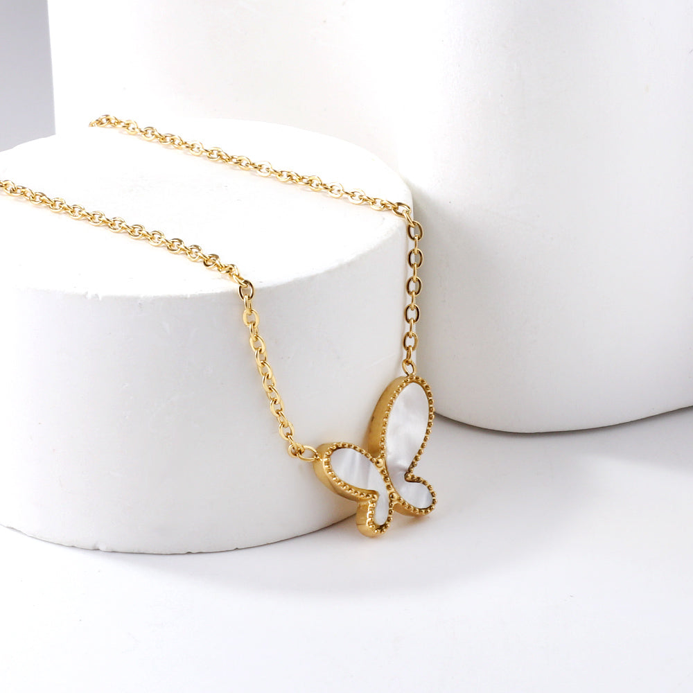Hadley White Enamel Butterfly Necklace