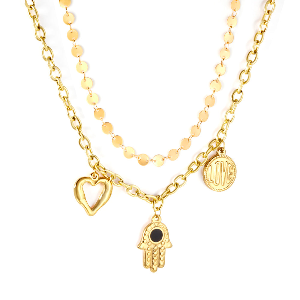 Ruby Plam Gold Necklace