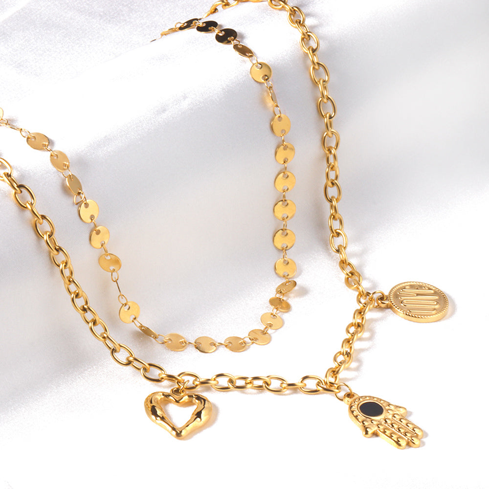 Ruby Plam Gold Necklace