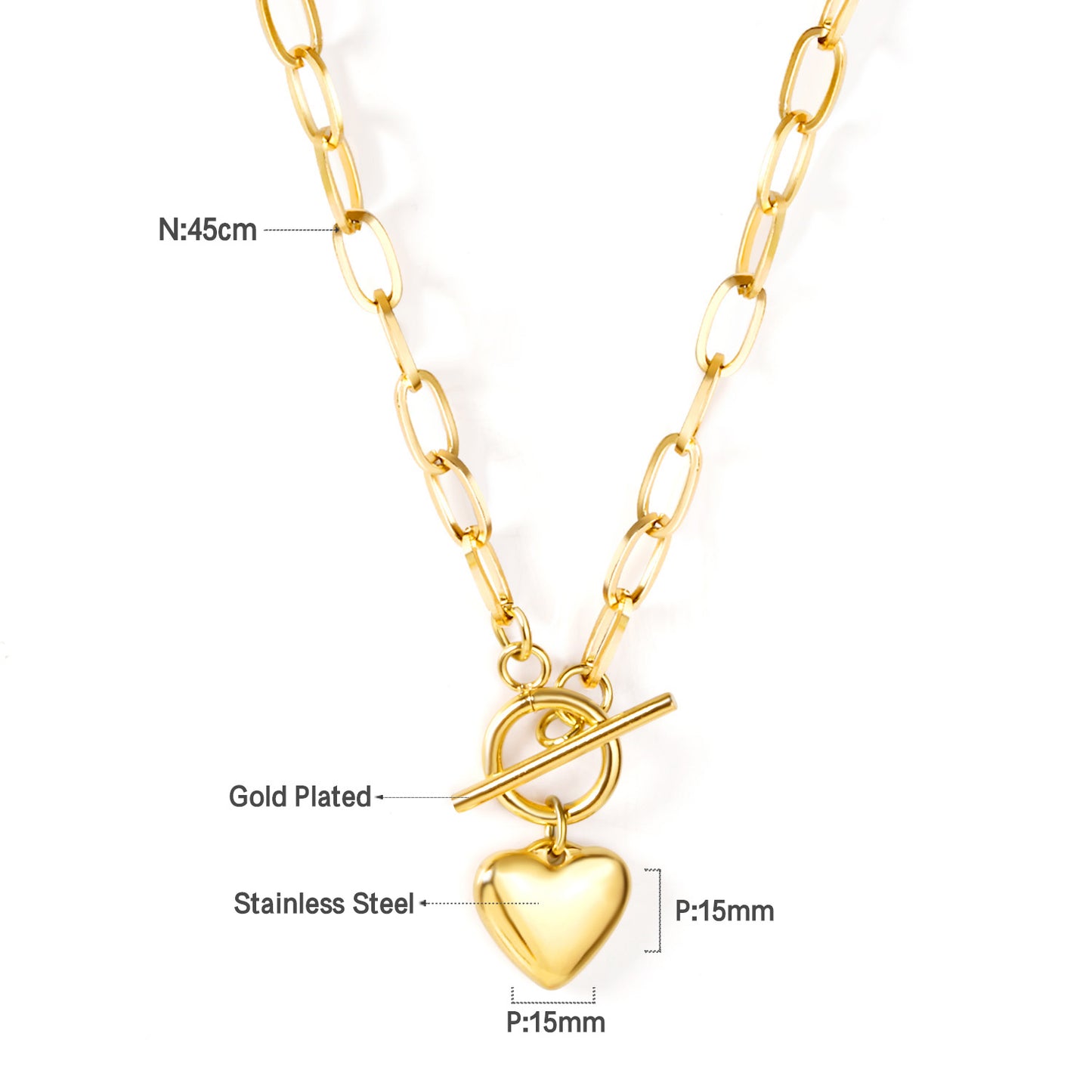 Hailey Whole Heart Gold Necklace