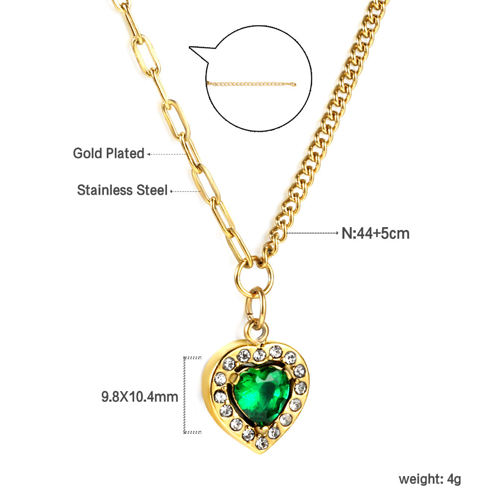 May Green Heart Necklace