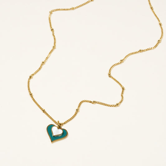 Blue & White Double Heart Necklace