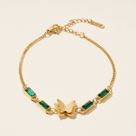 Green Diamond Butterfly Bracelet