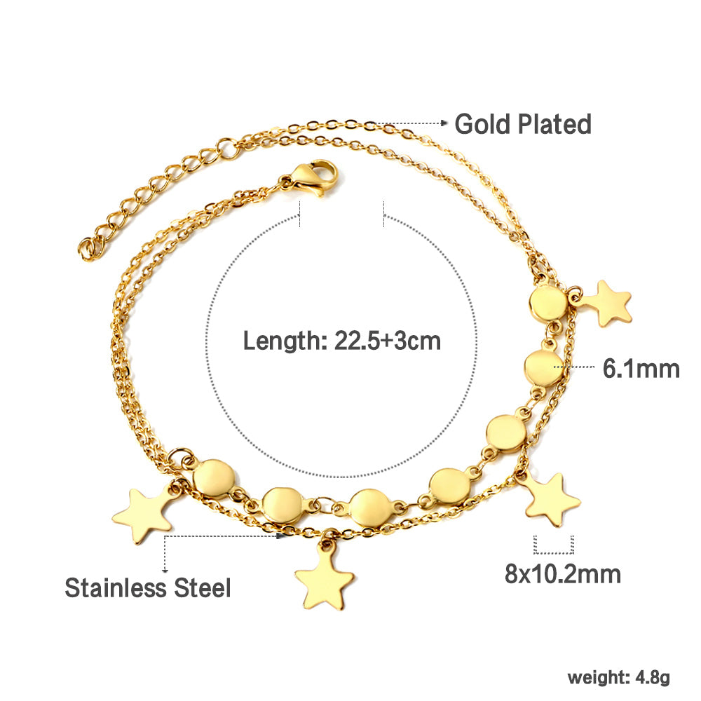 Multi Gold Star Anklet