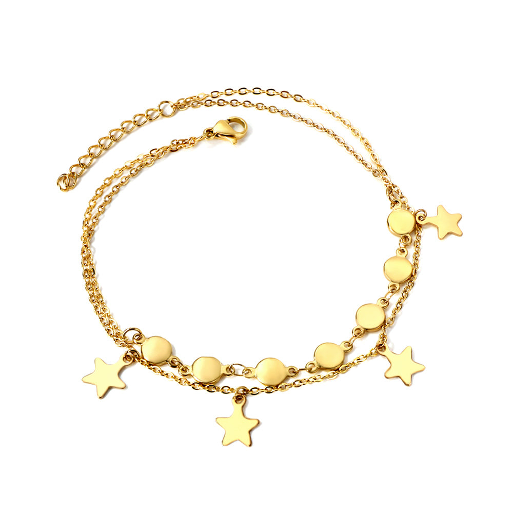 Multi Gold Star Anklet