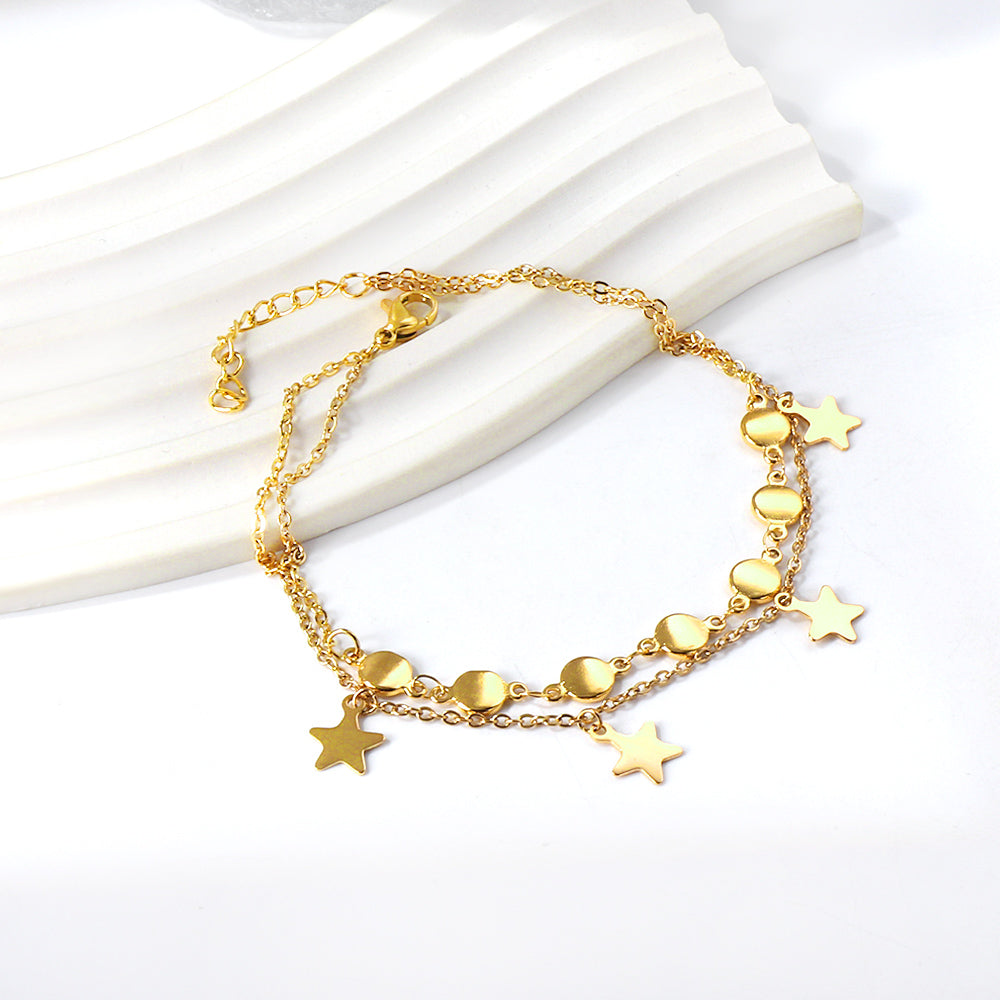 Multi Gold Star Anklet
