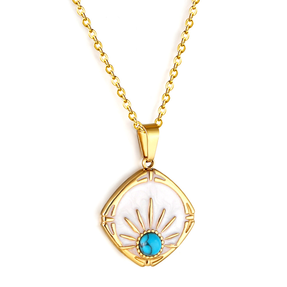 Billie White Enamel Necklace