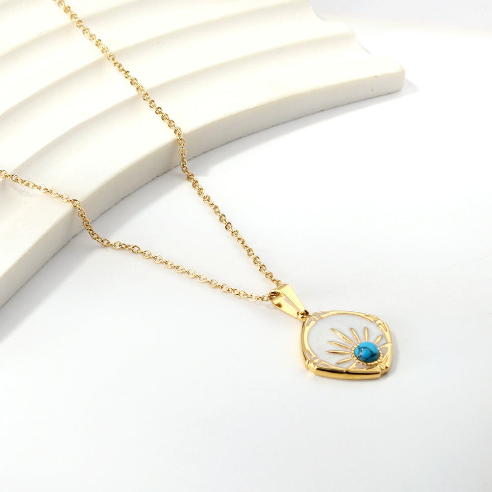 Billie White Enamel Necklace