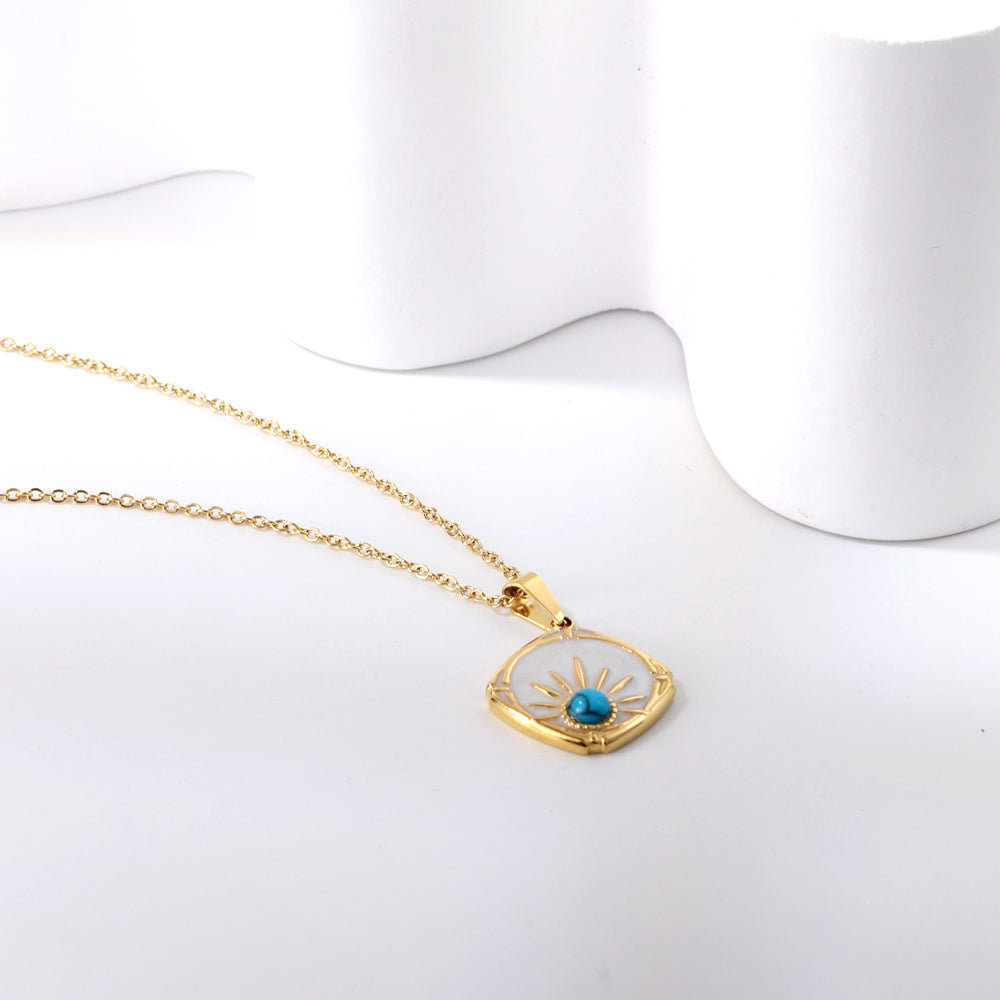 Billie White Enamel Necklace
